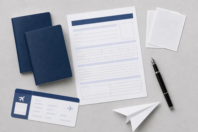 Passports, visa application form and boarding pass — visa processing software module